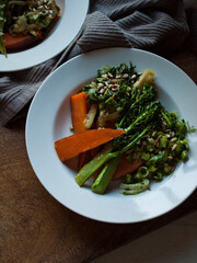 Wholefoods vegetable dish on wooden table