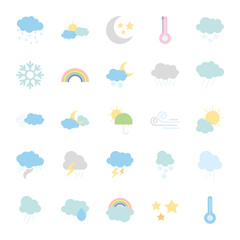 icon set of stars and weather, flat style