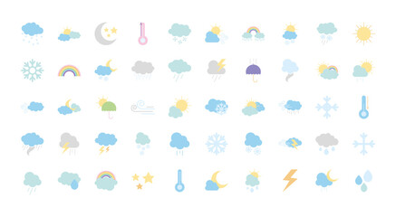 icon set of weather, flat style