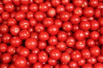 Close up of tomatoes at street market in the center of Athens in Greece, July 27 2020.