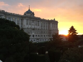 sunset at Madrid Royal Palace