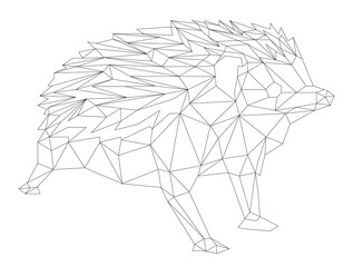 simple line vector polygone art of hedgehog