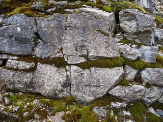 Gray and brown limestone rock, limestone quarry 4, close up