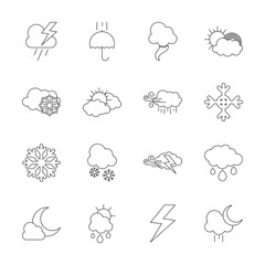 snowflake and weather icon set, line style
