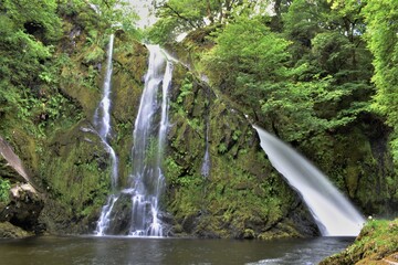 Ceunant Mawr waterfalls in Llanberis, Snowdonia National Park, North Wales