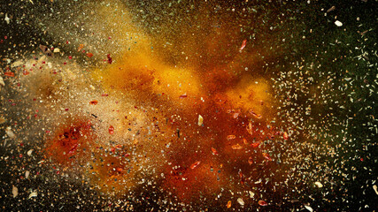 Freeze motion of spice explosion - obrazy, fototapety, plakaty