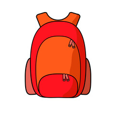 Red school backpack isolated. Back to school concept.