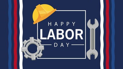 happy labor day celebration with lettering and tools