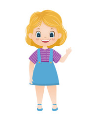 Cartoon vector smiling blond waves hand. Vector illustration.Isolated on white background