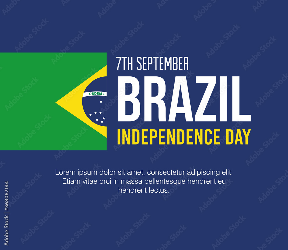 Poster 7 september, banner of brazil independence celebration, flag emblem decoration vector illustration d