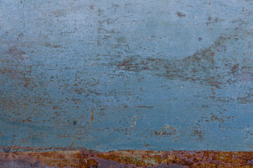 Old metal sheet with blue paint and rust for background