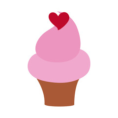 ice cream cone heart love flat style icon