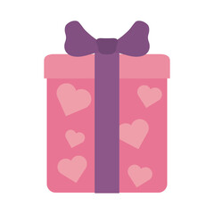 gift box surprise with love hearts romantic flat style icon
