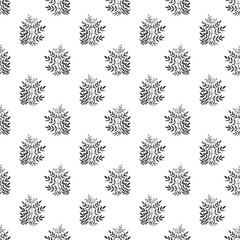 Watercolor graphic leaves seamless pattern. Scandinavian style hand drawn illustration. Ornamental background for textile, paper, wallpaper, decoration, design