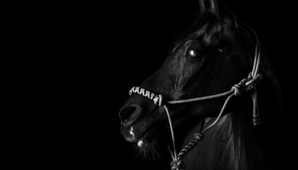 Fototapeta na wymiar Horse portrat on black
