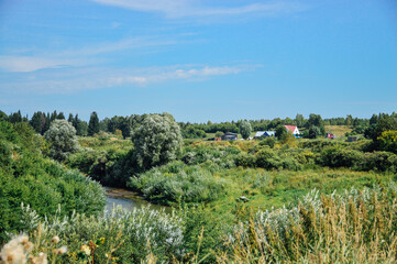 Fototapeta na wymiar landscape with a pond and trees