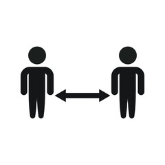 Social distancing icon. Quarantine measures. Vector icon on white background.
