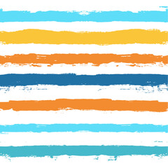 Vector striped summer pattern. Paint Lines Seamless background. Ink brush strokes. Colorful stripes design elements