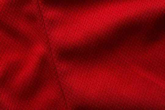 Red Sport Clothing Fabric Texture Background, Jersey Material Close Up