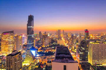 Cityscape view of Bangkok modern office business building in business zone at Bangkok,Thailand. Bangkok is the capital of Thailand and Bangkok is also the most populated city in Thailand.