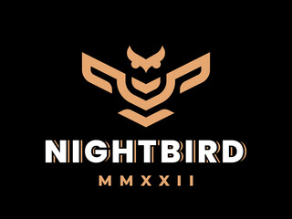 Obraz premium Owl modern heraldic logo design editable for your business.