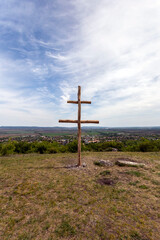 Fototapeta na wymiar Two-barred cross near the village of Zsambek, Hungary