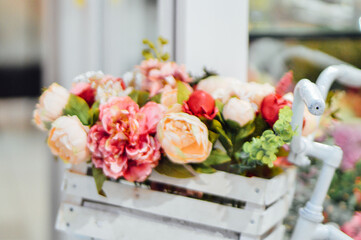 wedding bouquet on the street