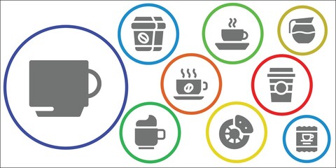 Modern Simple Set of caffeine Vector filled Icons
