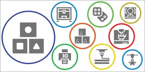 Modern Simple Set of cube Vector filled Icons