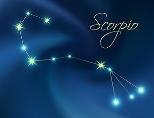 Scorpio constellation astrology vector illustration. © SunwArt