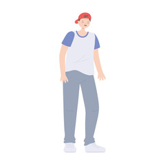young man character cartoon standing isolated icon design