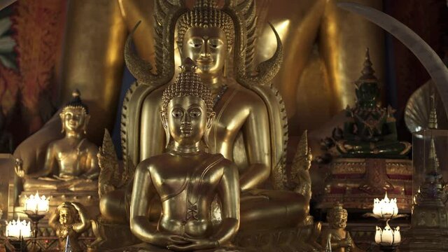 Close up of gold Buddha at Wat Phra That Doi Suthep temple, Chiang Mai, Thailand