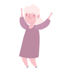grandparents day, grandma standing character cartoon isolated icon design