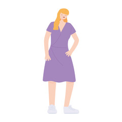 young woman wearing casual clothes standing isolated icon design