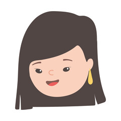 young woman face cartoon character isolated icon design