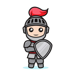 Cute knight kawaii mascot design illustration