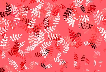 Fototapeta na wymiar Light Pink, Red vector doodle pattern with leaves.