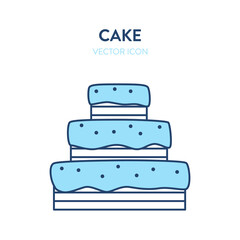 Cake vector icon. Vector illustration of a big party cake big layered birthday cake. Big icing cake icon