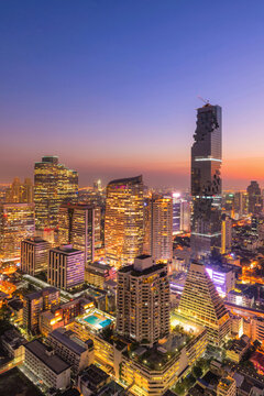 Cityscape view of Bangkok modern office business building in business zone at Bangkok, Thailand. Bangkok is the capital and most populous city of Thailand and most populated city in Southeast Asia.