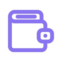 Flat wallet icon for personal finance and money concept.