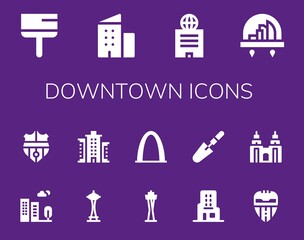 Modern Simple Set of downtown Vector filled Icons
