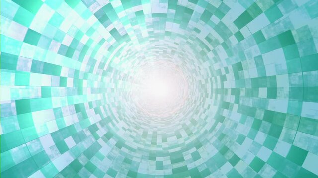Green 3D Grids Tunnel Animation Loop