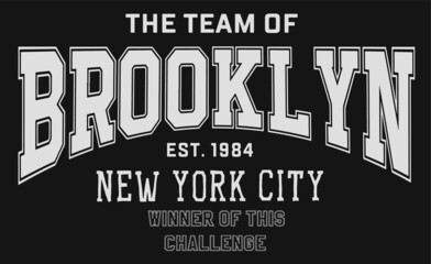 THE TEAM OF BROOKLYN ,varsity, slogan graphic for t-shirt, vector