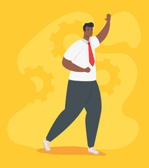 businessman afro elegant standing avatar character vector illustration design