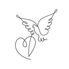 Thin line pigeon silhouette