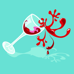 glass of vine.flat style concept vector of alcoholism.