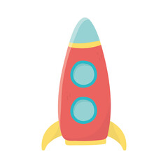 kids toys rocket cartoon isolated icon design white background