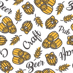 Pattern with barrel for beer, wine and whisky