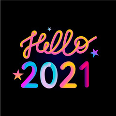 Vector illustration: Colorful 3d number of 2021 on white background. Happy New Year.