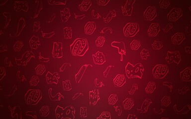 Dark Purple vector cover with cuisine gourmet. Decorative shining illustration with food on abstract template. Pattern for ads of breakfast, lunch, dinner.